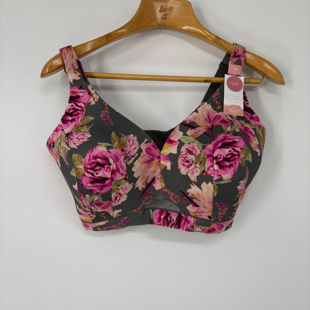 Cacique Comfort Bliss Floral Wireless Bra 40G Modern Collection Lightly Lined